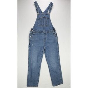 Old Navy Womens Blue Denim Carpenter Overalls Straight Leg Size 6
